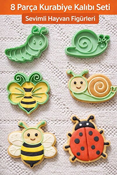 YAHO OYUNCAĞIN DOĞAL HALİ 8 Parça Böcek Figürlü Kurabiye Kalıbı Seti – Eğlenc...