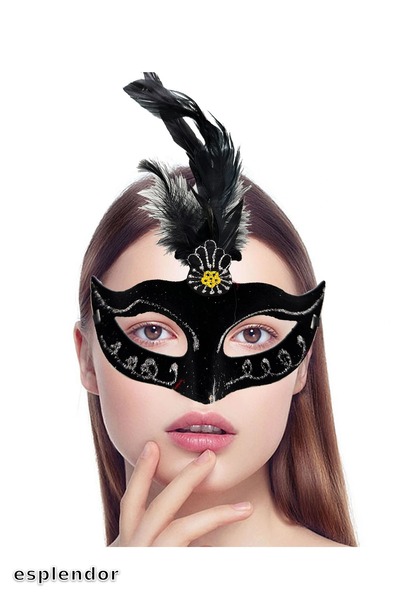 esplendor قناع حفلة من جلد الغزال الأسود