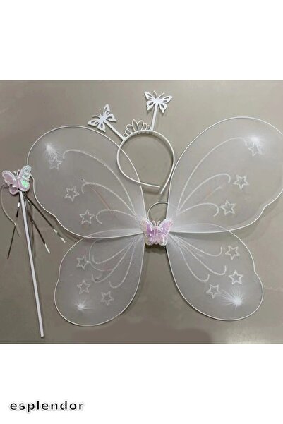 esplendor تاج وعصا جناح الفراشة باللون الأبيض