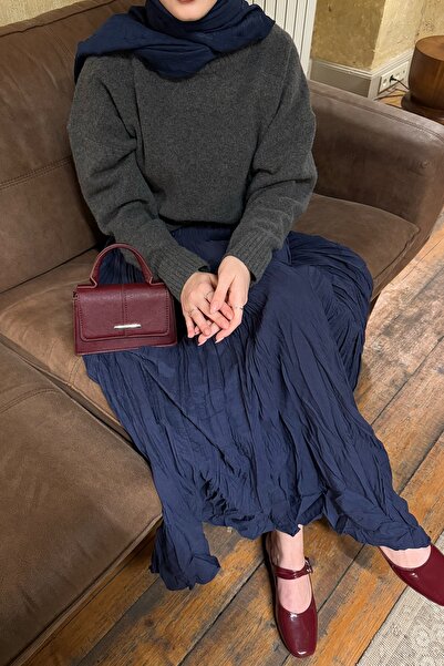 InStyle Ελαστική Φούστα με Λάστιχο στη Μέση, Σκούρο Μπλε