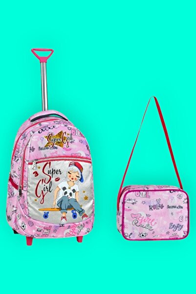 Tezzgelsin حقيبة مدرسية منقوشة للفتيات سوبر جيرل مع ممسحة تغذية، مجموعة من قط...