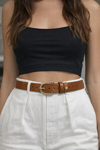Luminos Butik Spiral Buckle Detail Brown Belt Kmr006