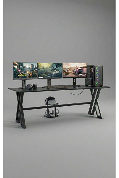 XMAX 160X70 CM NEXAR Oyuncu Masası – Siyah MDF Bilgisayar ve Gaming Masa