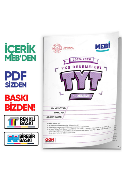 Karakutu Yayınları 2026 YKS-TYT MEBİ ONLİNE Türkiye Geneli 1. Deneme Büyük Bo...