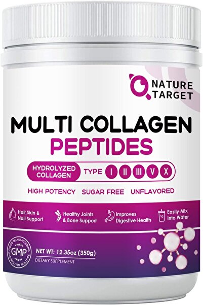 Nature Target Multi Collagen Peptides Powder with Biotin