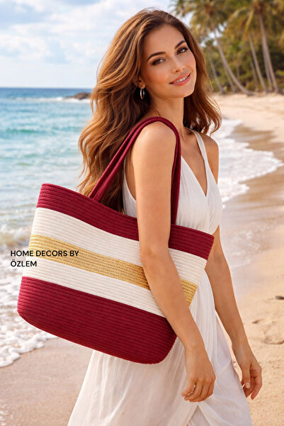 home decors by özlem حصيرة شاطئية حقيبة كتف مصنوعة يدويًا من القش حقيبة سي، م...