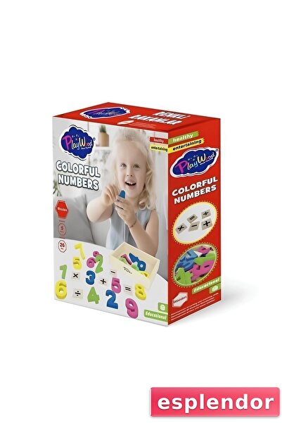 esplendor 26 قطعة من الأرقام الملونة في علبة خشبية