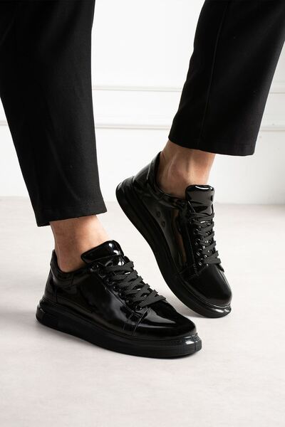 Zerenyus Zrc2457 - Premium Daily Men's Casual Sneakers Black Patent Leather