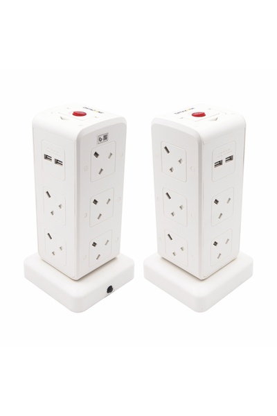 Datazone Power extension socket 5M, 10 way with 4 USB, 13 A fused plug, 110-2...