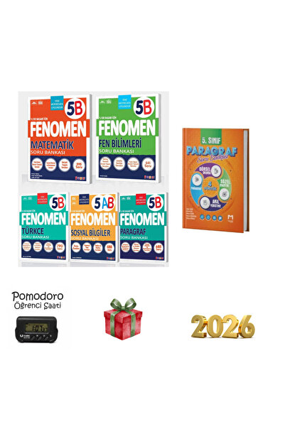 Fenomen Yayıncılık 2025 Fenomen 5. Sınıf 5'li B Set+mozaik paragraf kronometr...