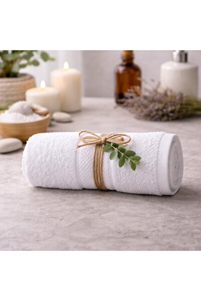 Kotonia Home Prosop de baie Rise Satin - 50x90 cm, 100% bumbac, 400 g/mp, alb