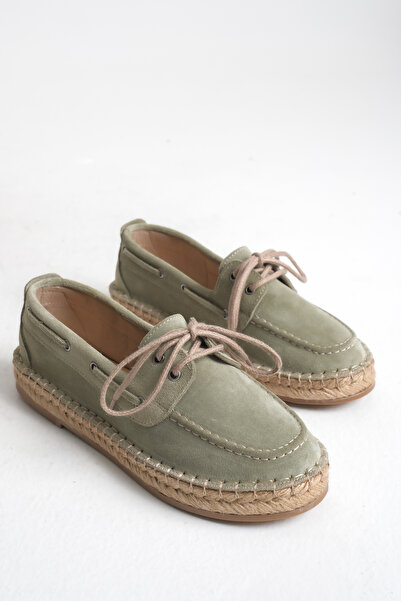 Marvela Kadın Hakiki Deri Süet Bağcıklı Espadril