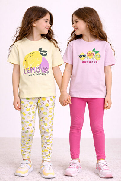 Victor and Jane Girls’ Multipack (2 Pack) – Graphic T-Shirts & Leggings Set (...