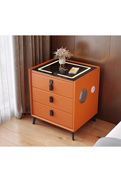 KEKE 3-Drawer Bedside Table with LED Lighting, Wireless Charger, Fingerprint ...