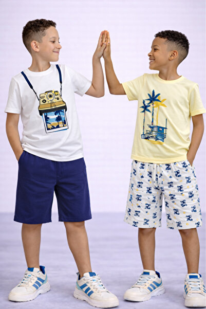 Victor and Jane Boys’ Multipack – Graphic T-Shirts & Shorts Set (4 Pack)
