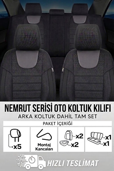SM OTO KILIF Nemrut Serisi Lakost Kumaş Universal Oto Koltuk Kılıfı Tam Set