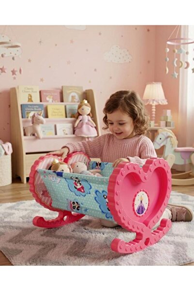 Tıfıl Toys Sallanabilir Prenses Kalp Figürlü Oyuncak Bebek Beşiği Evcilik Oyu...