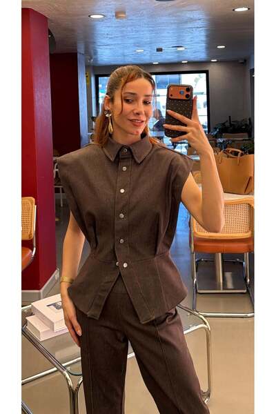 GAMZE ALPTEKİN Set de blugi premium pentru femei Cămașă fără mâneci pantaloni...