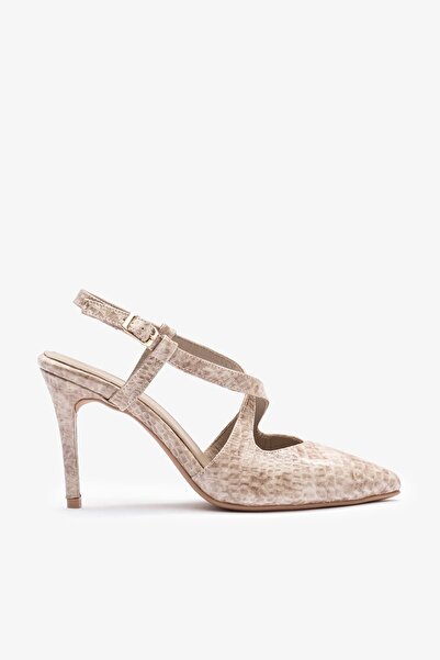 Louis Cardy Crossa Beige Crocodile Leather Women Heeled Shoes