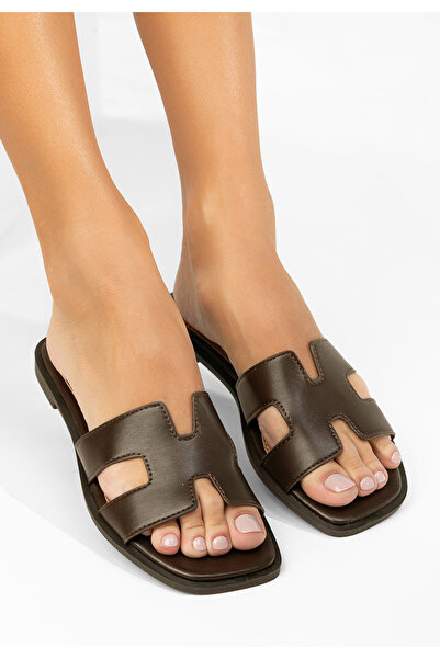 B T Shoes Papuci fara toc Lecya maro