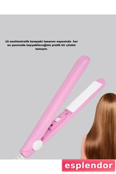 esplendor مكواة شعر صغيرة للسفر - طلاء سيراميك، تسخين سريع، تصميم مدمج