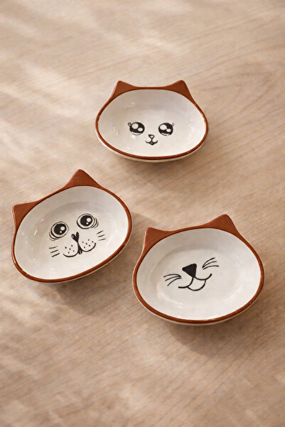 Retrobird 3-Piece Ceramic Cat Snack Bowl Set – Decorative Nuts and Snacks Bow...