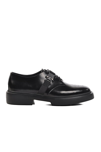 Aspor Black Opening Genuine Leather Men's Classic Shoes Premium