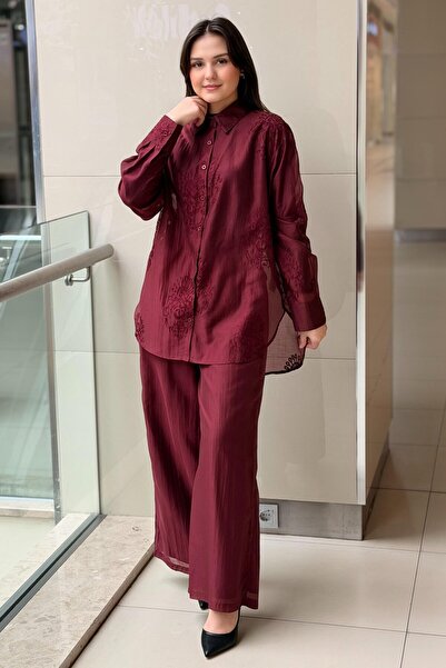 Ghisa Nakış İşlemeli Organze Gömlek Pantolon Takım