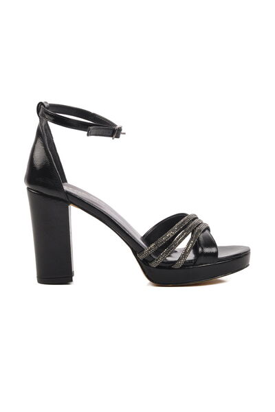 Aspor Black Platform Heel Women's Heeled Evening Dress Shoes