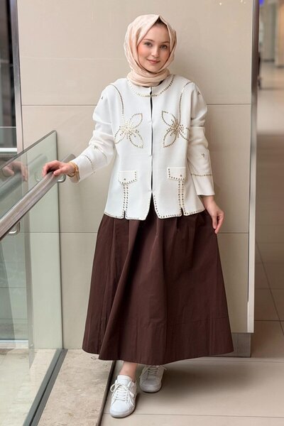 sentez giyim Sentez Ely Beli Lastikli Etek