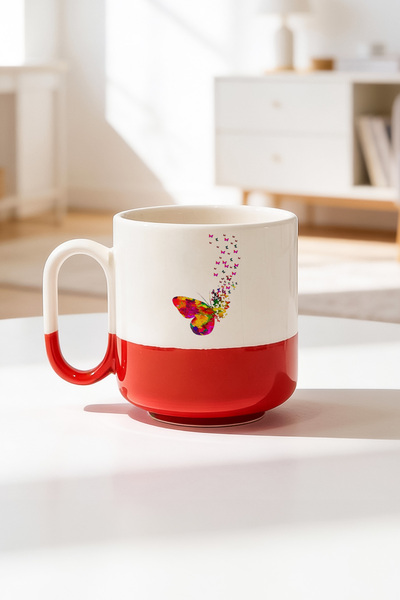 BB TRADE Colorful Butterfly Design Ceramic Printed Pro Mug 330ml