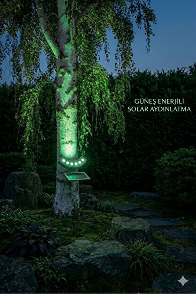 gaman Güneş Enerjili Ağaç Aydınlatma LED Yeşil Bahçe Lambası-Solar Dekor Dış ...