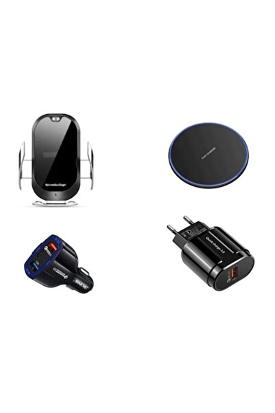 E-smartgadget Set de 4, Suport auto, Senzor inteligent, cu încărcător wireles...