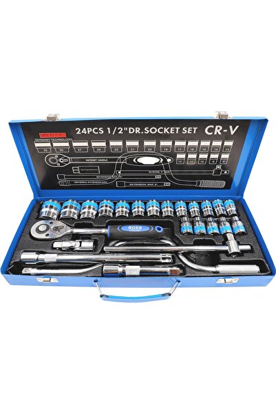 boss life style Boss Lifestyle 24 Pieces Socket Set 1/2" Master Drive CRV Imp...