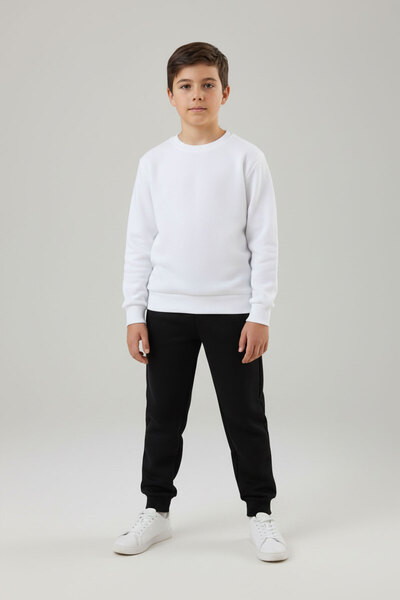 evavi Erkek Çocuk Baskısız 2 Renk Bisiklet Yaka Sweatshirt ve Eşofman Altı Ta...