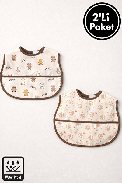 Miniel Unisex Baby Printed Sleeveless Pocket Detail Velcro Liquid-Proof 2-Pie...