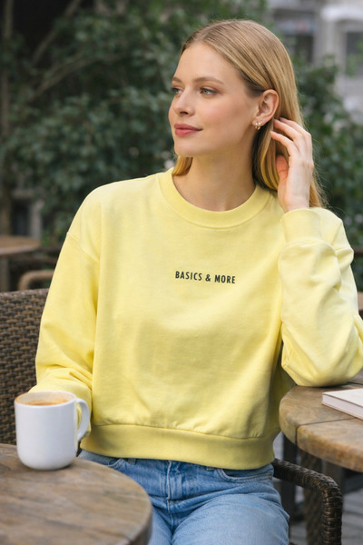 Basics&More Basics & More Γυναικείο κίτρινο φούτερ 100% Βαμβάκι oversized Bas...