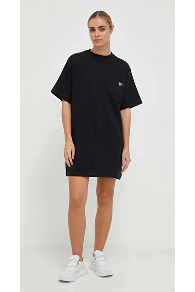 Reebok Rochie tip tricou neagra bumbac, croiala lejera,