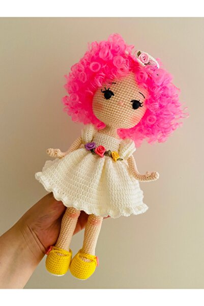 Handmade Pembe saçlı bebek