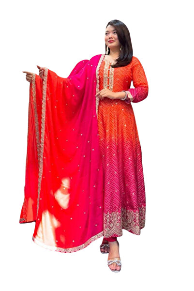 MYSMAR بلوزة وبنطال وشال من الشال الوردي - FFT4432 | وردي