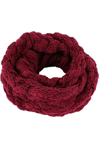 Joolar Eșarfă circulară unisex, tricotată, model răsucit, B088-16 Roșu-vișiniu