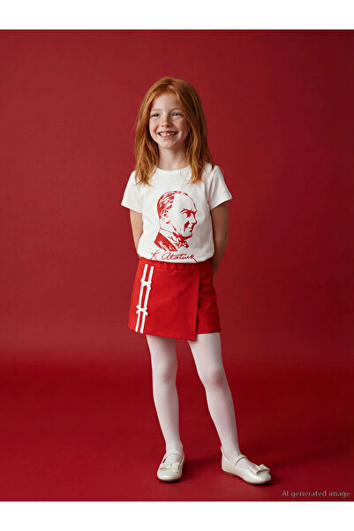 LC Waikiki Fustă scurtă pentru fete LCW Kids, liliac, cu dungi