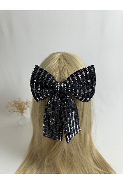 MegssStore Black Silver Buzzy Stone Bow Automatic Buckle