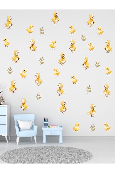 aiki Cute Ducks with Yellow Cloaks, Baby, Children's Room, Wall Sticker, 50X100Cm