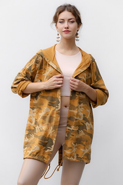 della moor Jachetă de damă, muștar, italiană, cu paiete pe spate, K cu glugă ...