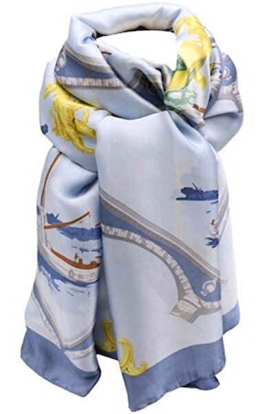 Hilldi Eșarfă supradimensionat pentru femei, poliester, imprimeu cu veliere