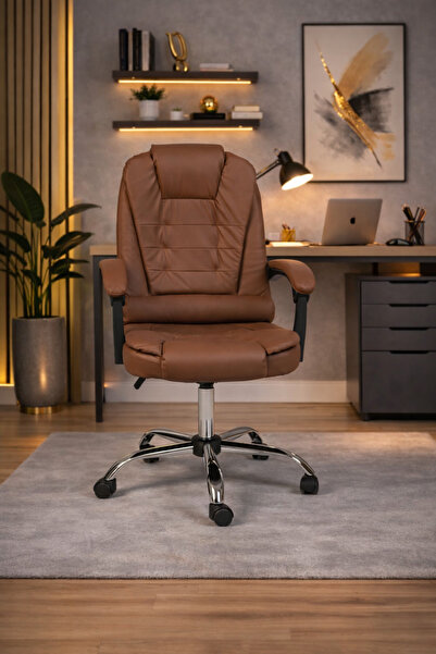 Crestj كرسي مكتب جلدي فاخر بتصميم أنيق ومريح، يدعم الظهر ويمنحك راحة وثباتاً ...