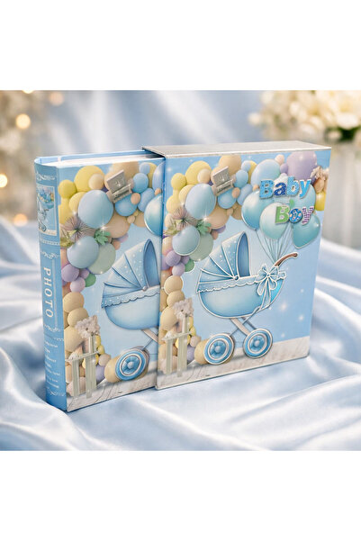 Nobbystar 200’lük Balonlu 10x15 Kutulu Mavi Erkek Bebek Fotoğraf Albümü