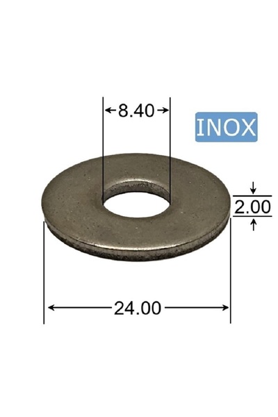 inox Flat Washer M8x24x2 DIN 9021 - 100pcs/box