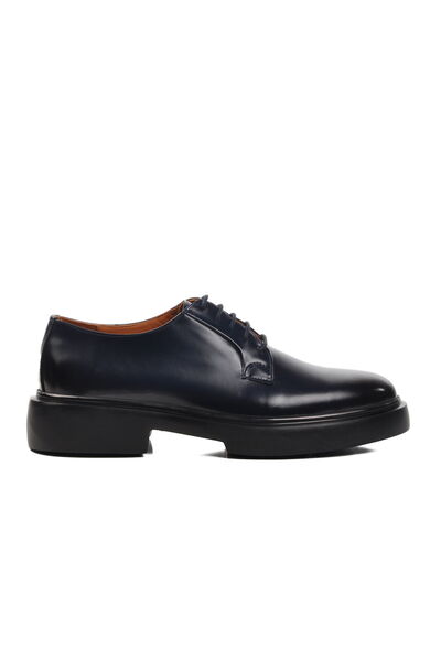 Aspor Navy Blue Genuine Leather Men's Classic Shoes Premium